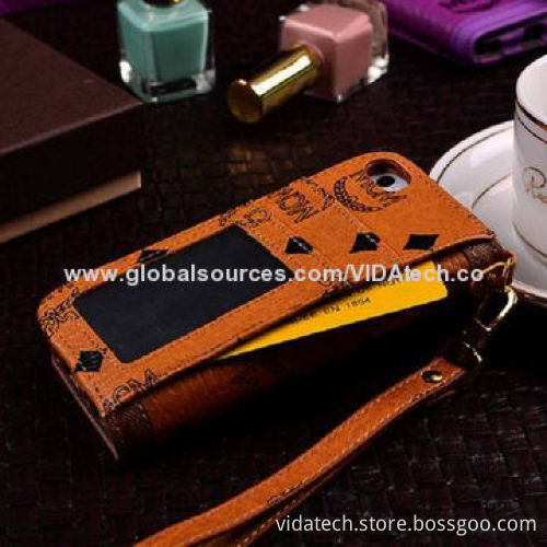 PU Leather Case with Card Slot and Mirror, for iPhone 5/5S Factory